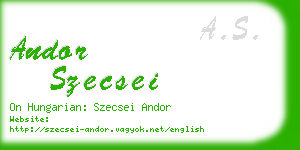 andor szecsei business card